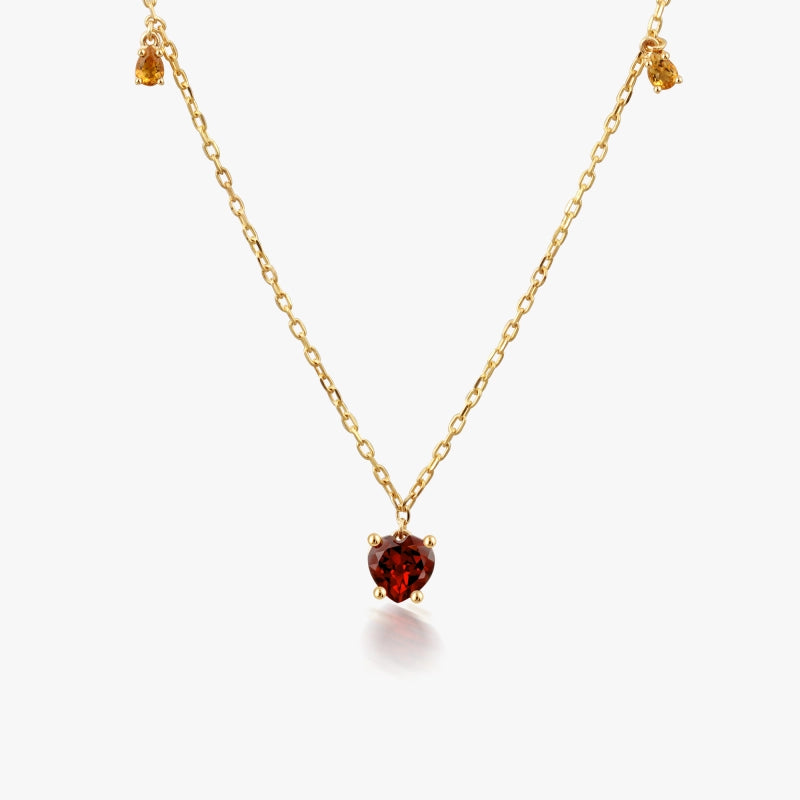 Rouge 14K Solid Gold Garnet and Citrine Necklace