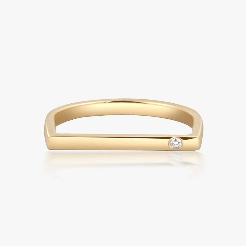 Morgan 14K Solid Gold Diamond Bar Ring