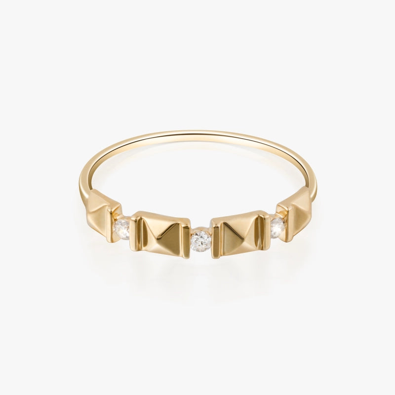 Mikayla 14K Solid Gold Rivet Diamond Ring