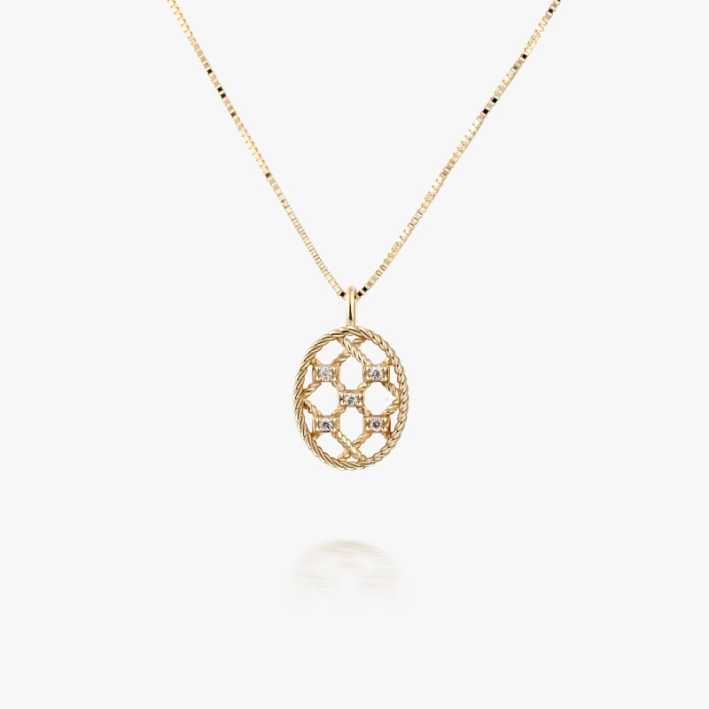 Dreamcatcher 14K Solid Gold Diamond Necklace