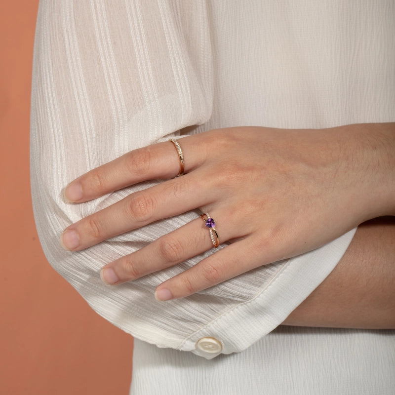 Greta 14K Solid Gold Amethyst Ring