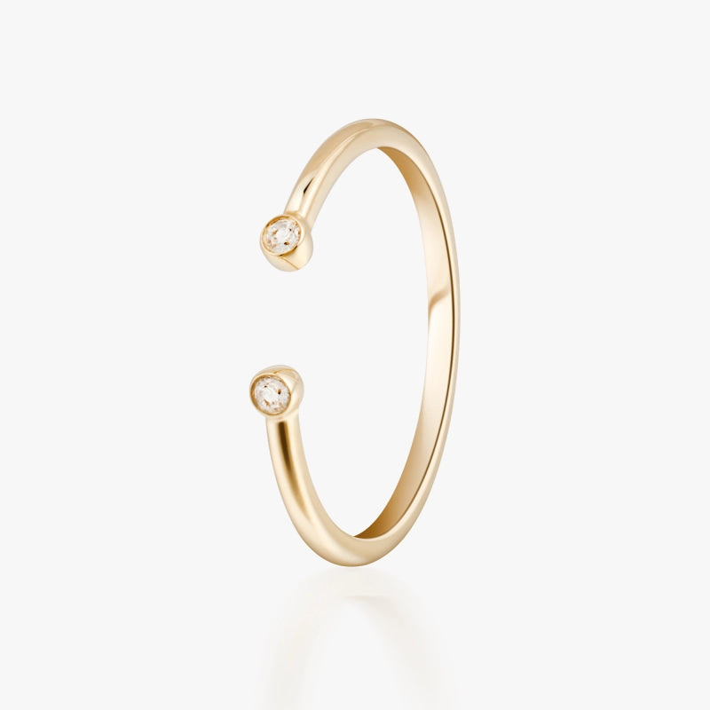 Emma 14K Solid Gold Diamond Open Ring