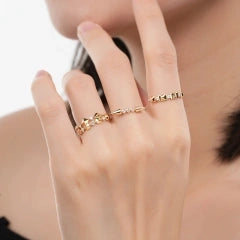 Mikayla 14K Solid Gold Rivet Diamond Ring