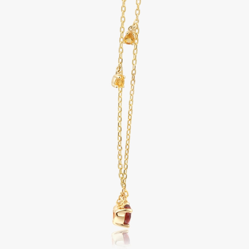 Rouge 14K Solid Gold Garnet and Citrine Necklace