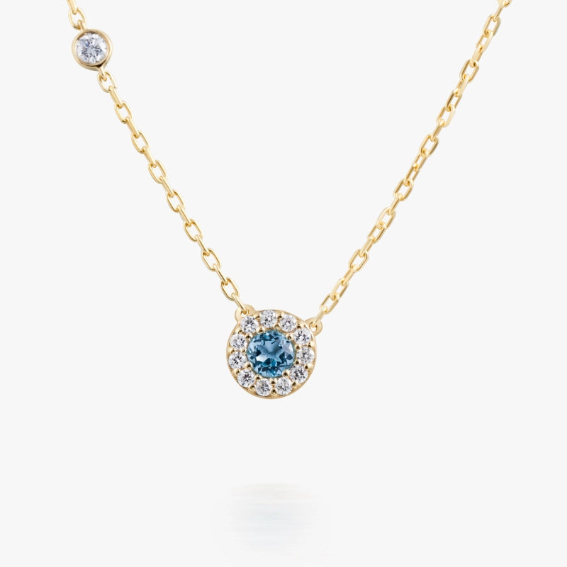 Gracie 14K Solid Gold Blue Topaz Necklace