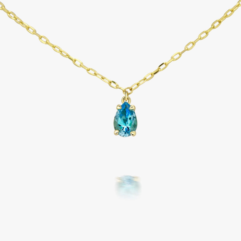 Dakota 14K Solid Gold Solitaire Blue Topaz Necklace