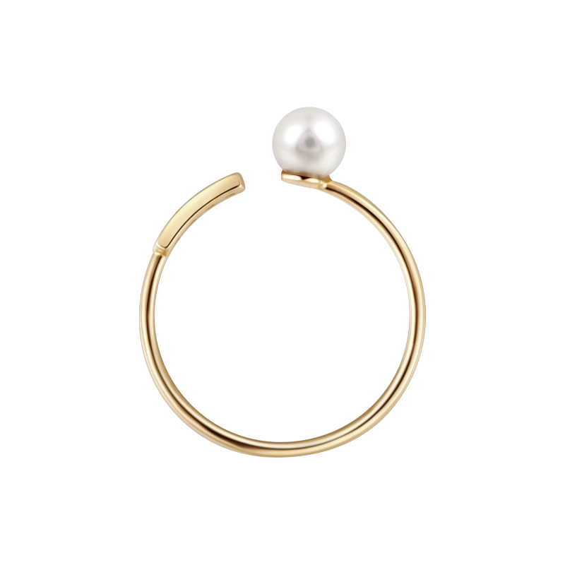 Jazmine 14K Solid Gold Pearl and Diamond Ring