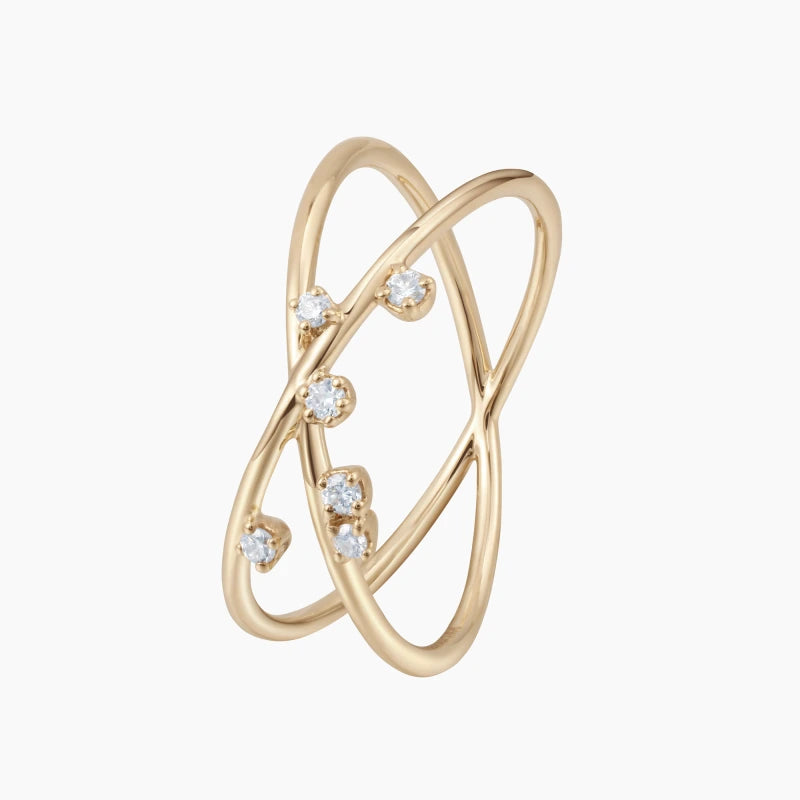 Lennox 14K Solid Gold Diamond X Ring