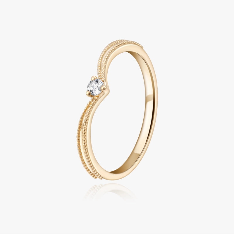 Makayla 14K Solid Gold Diamond Stackable Heart Ring