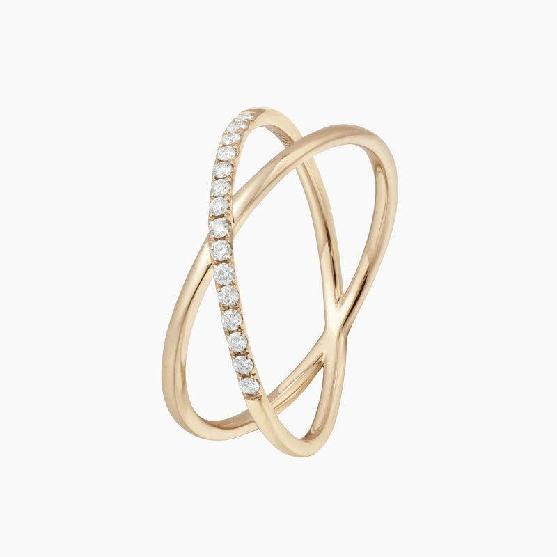 Kennedi 14K Solid Gold Diamond X Ring