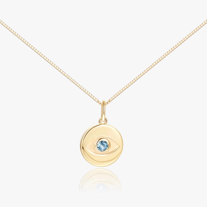 The Blue Eye 14K Solid Gold Topaz Necklace