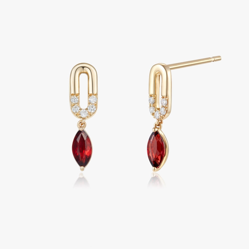 Keily 14K Solid Gold Garnet Earrings