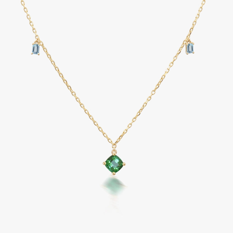 Stevie 14K Solid Gold Created Emerald and Topaz Necklace