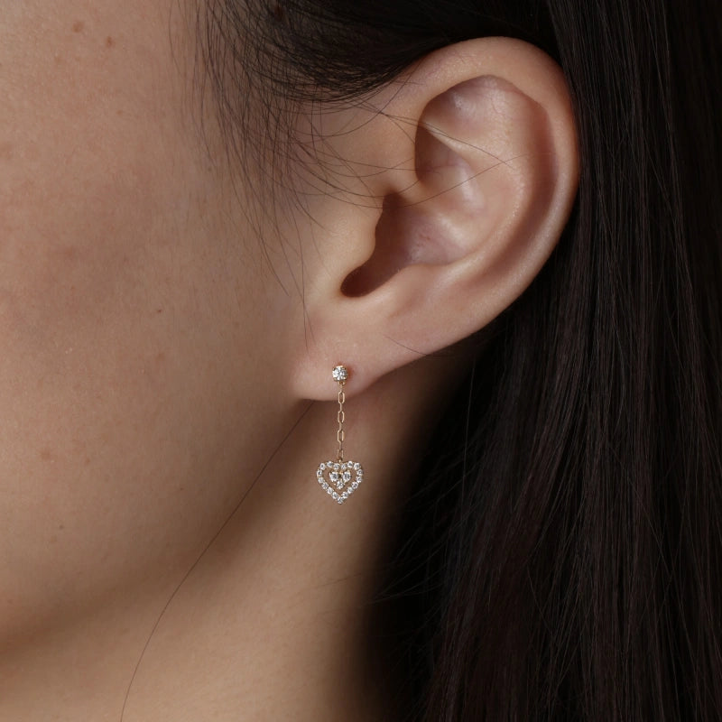 Jolie 14K Solid Gold Heart Diamond Earring