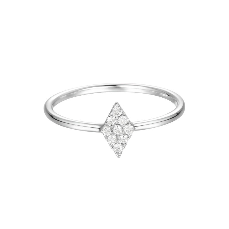 Rhombus 14KW Solid Gold Diamond Ring