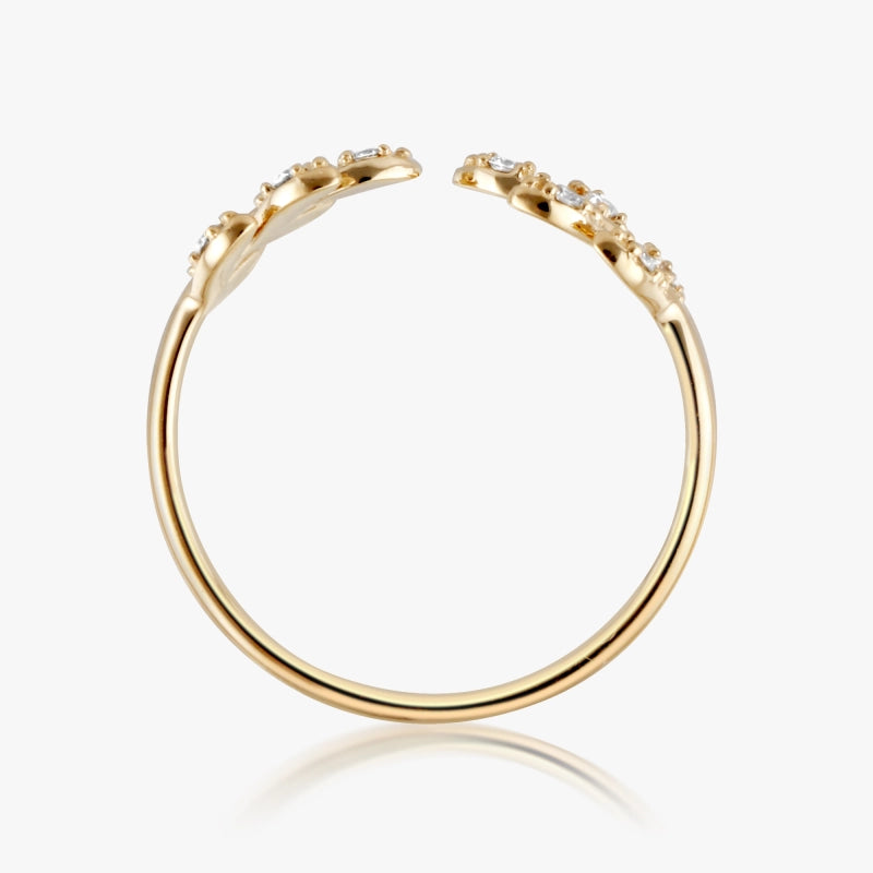 Estella 14K Solid Gold Leaf Open Ring