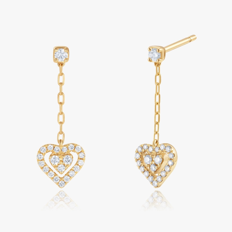 Jolie 14K Solid Gold Heart Diamond Earring