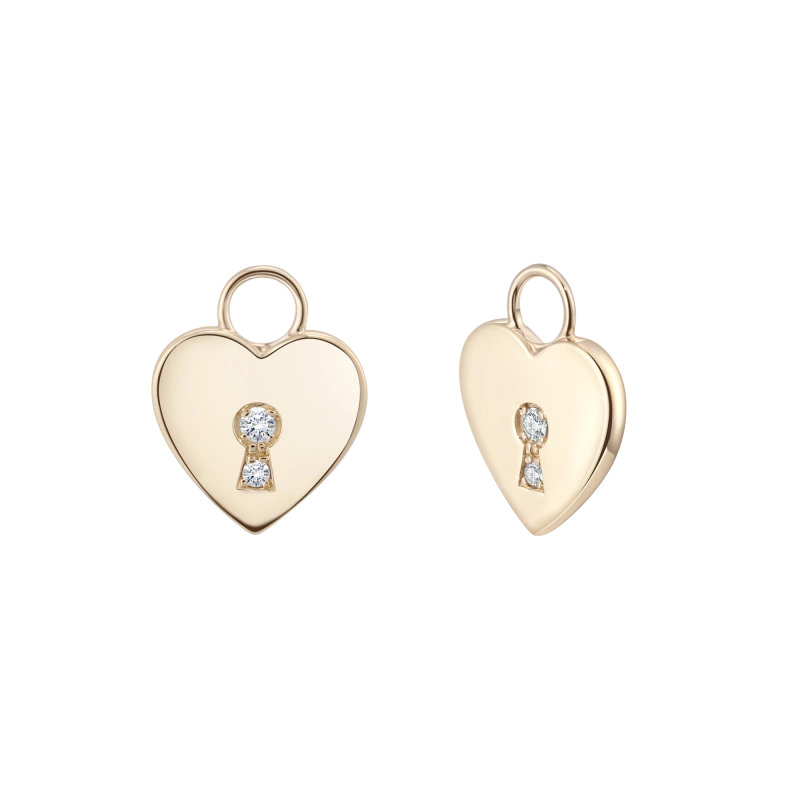 Lock Your Heart 14K Solid Gold Diamond Earring Charms