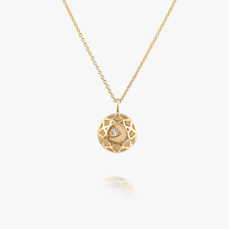 Hexagram 14K Solid Gold Diamond Necklace