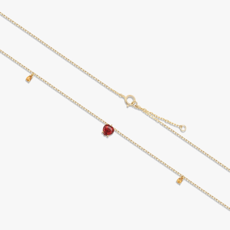 Rouge 14K Solid Gold Garnet and Citrine Necklace