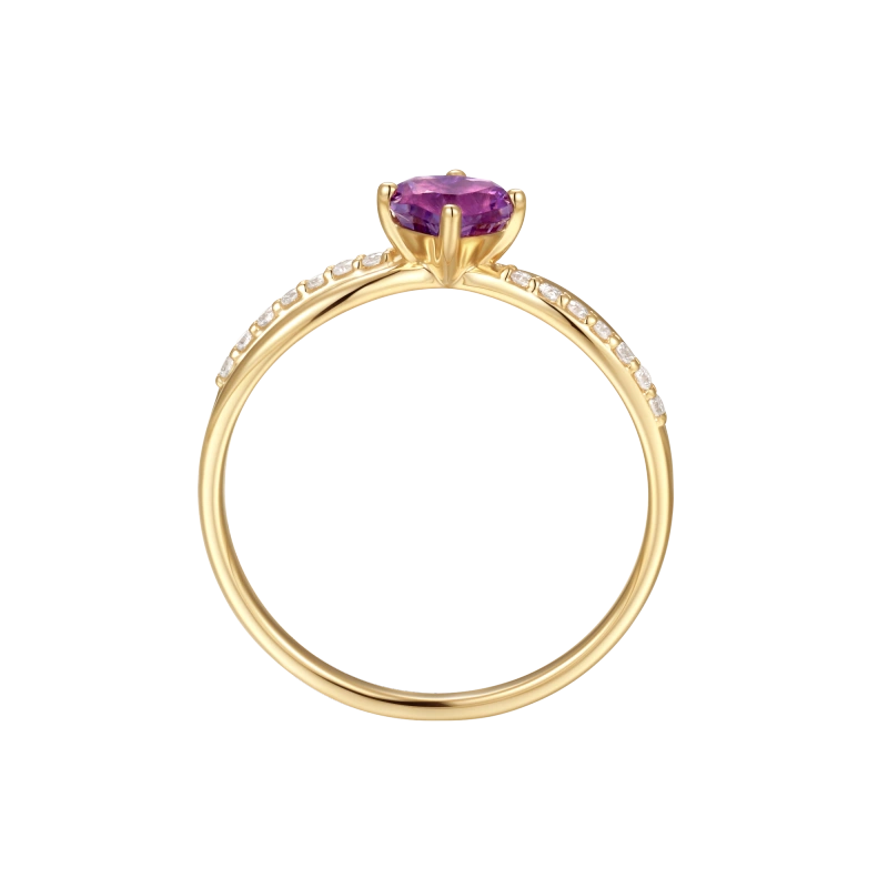 Greta 14K Solid Gold Amethyst Ring