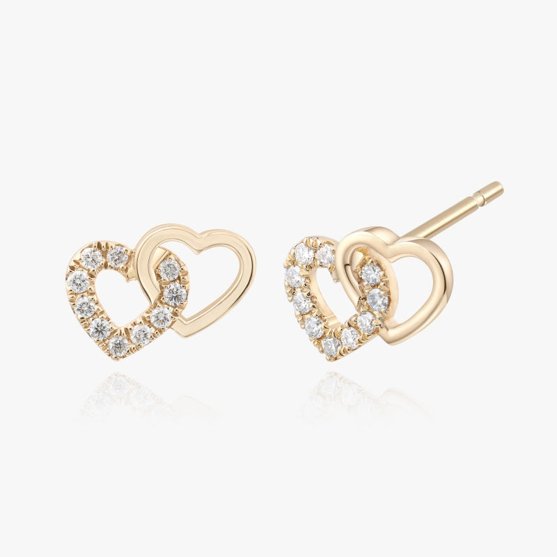 Amaris 14K Solid Gold Heart Shape Diamond Stud