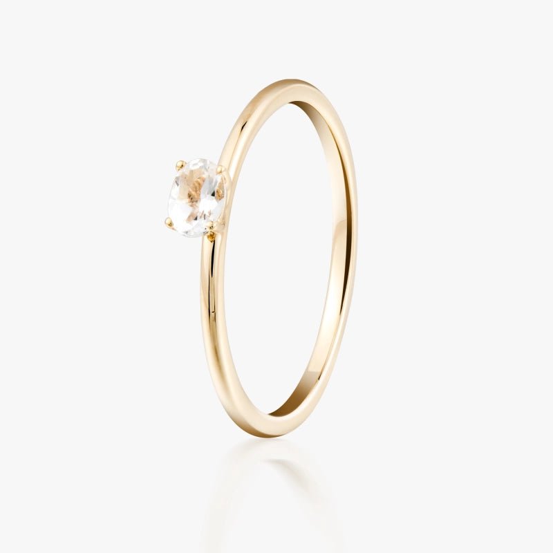 Caroline 14K Solid Gold Solitaire Topaz Ring