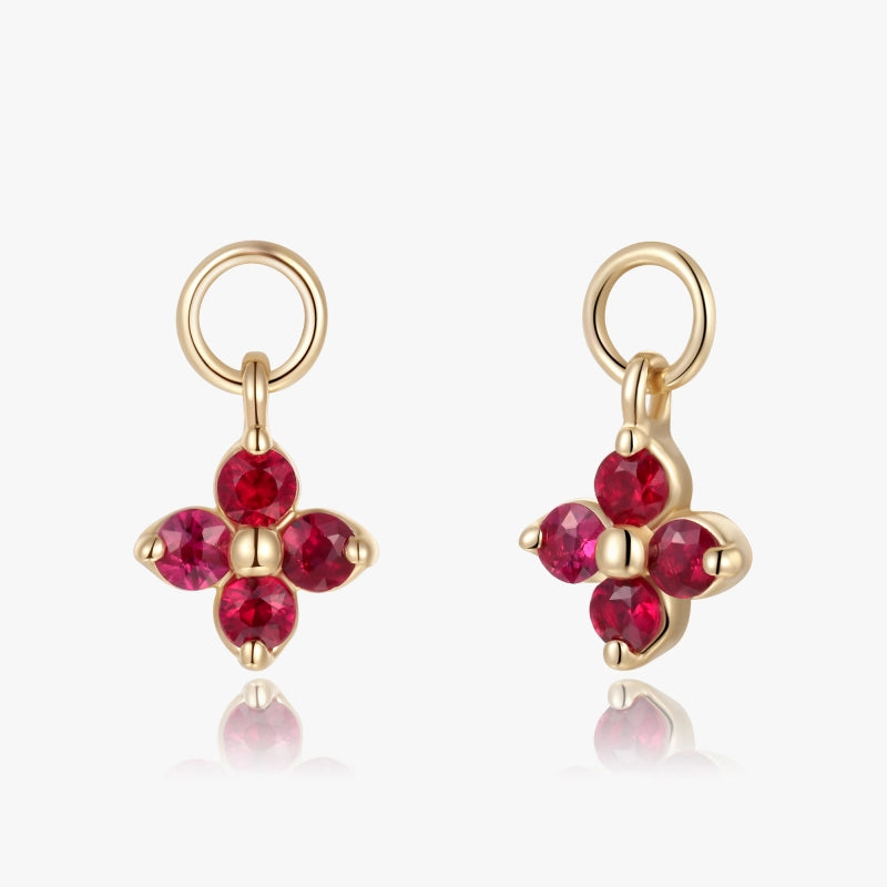 Raya 14KY Solid Gold Ruby Petal Earring Charms