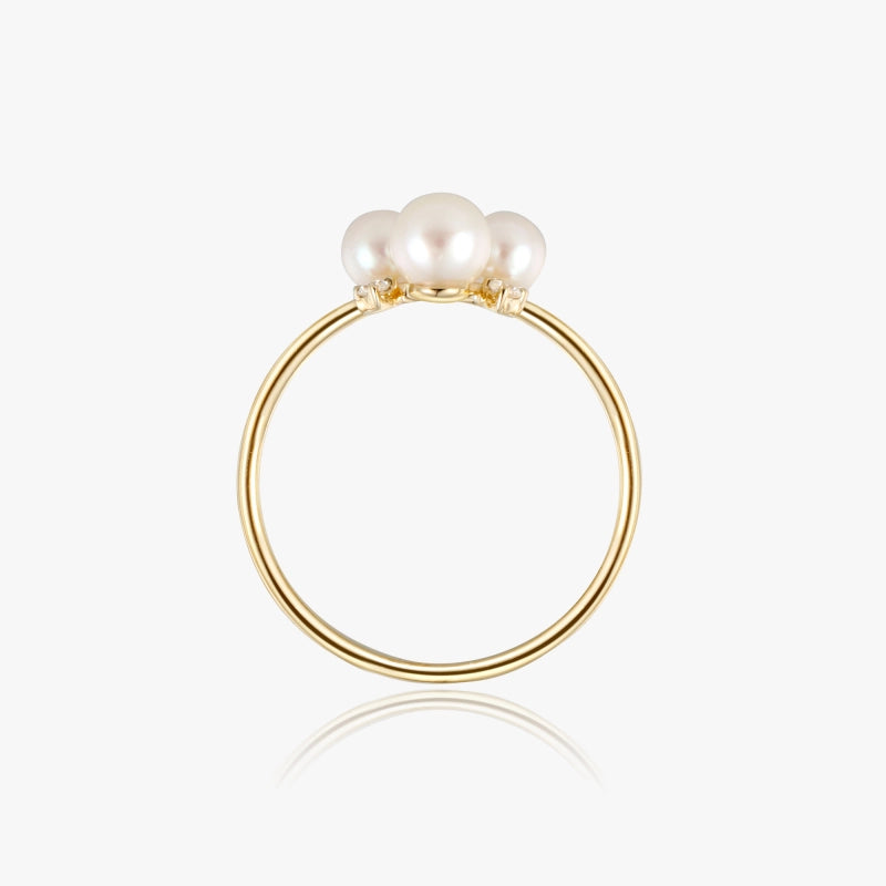 Ellianna 14K Solid Gold  Pearl and Diamond Ring