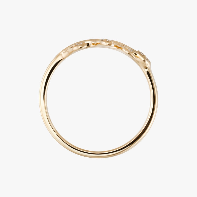 Amani 14K Solid Gold Leaf Diamond Ring