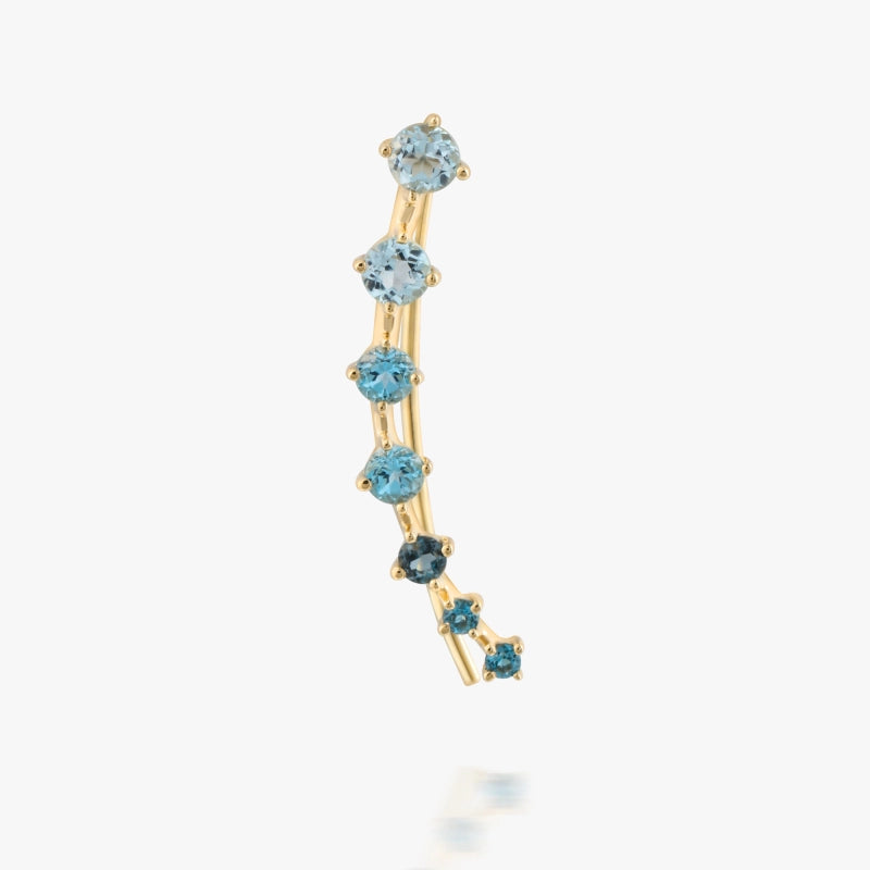 Camille 14K Solid Gold Blue Topaz Single Climber Earring