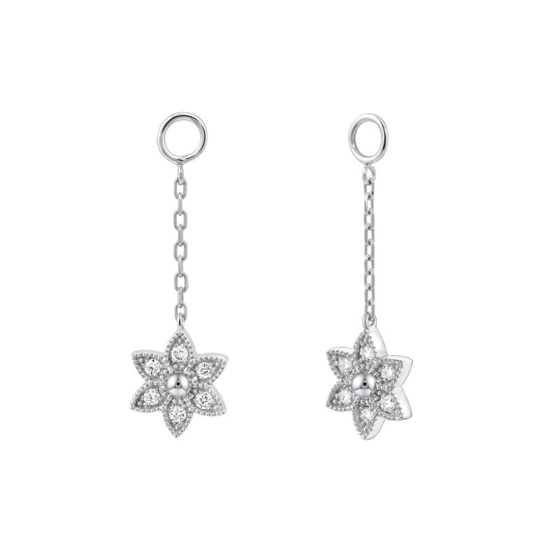 Hexagram 14KW Solid Gold Diamond Earring Charms