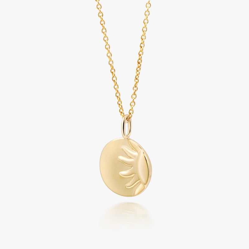 Solar Seal 14K Solid Gold Necklace