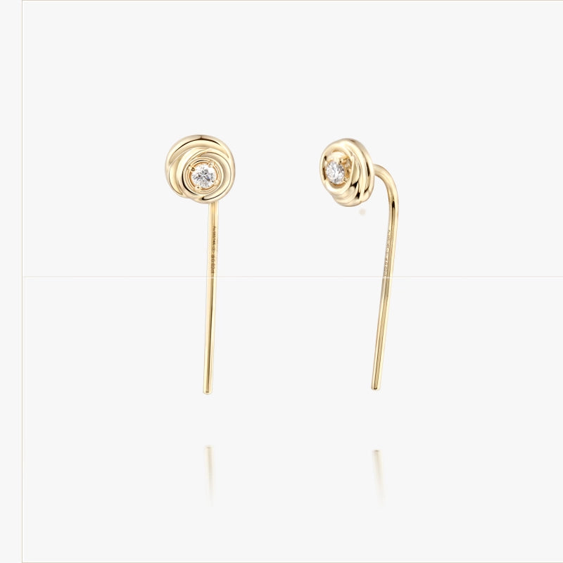 Rose 14K Solid Gold Threader Earring