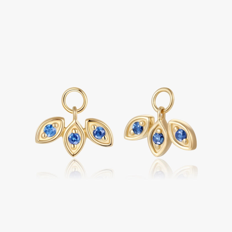 Sariah 14K Solid Gold Blue Sapphire Petal Earring Charms