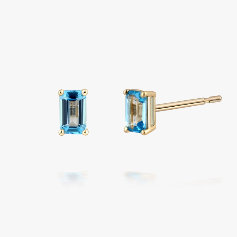 Louise 14K Solid Gold Blue Topaz Stud