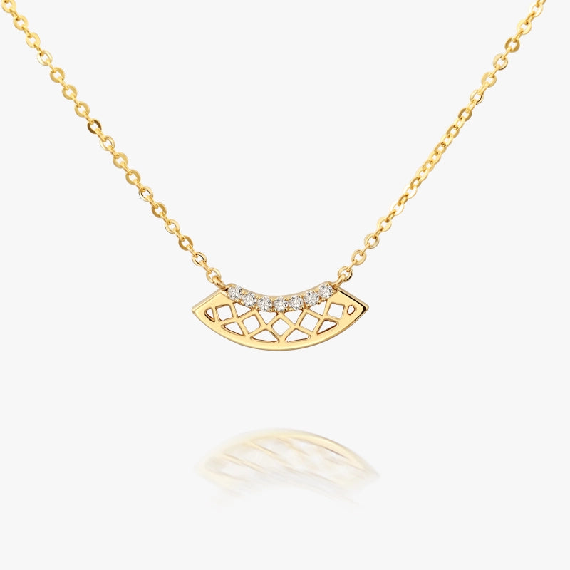 Oriental 14K Solid Gold Diamond Necklace