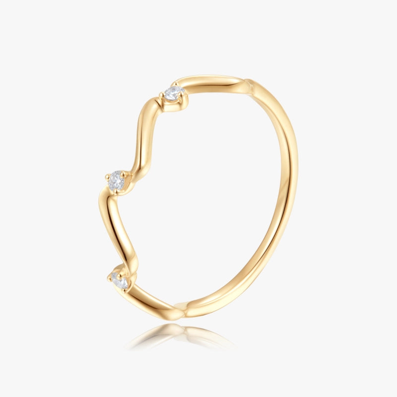 Wrenley 14K Solid Gold Wavy Diamond Ring