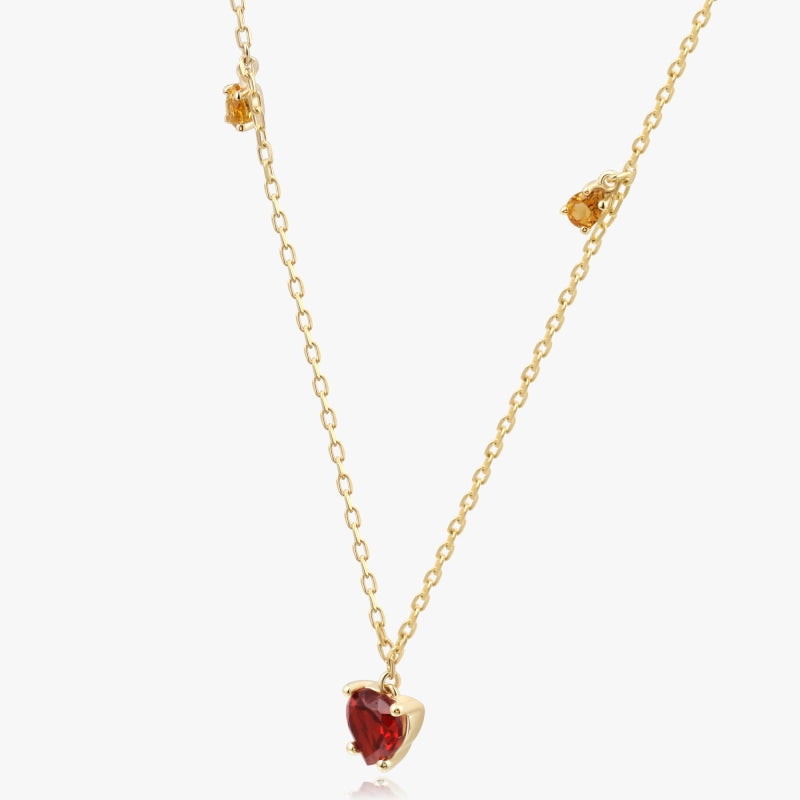 Rouge 14K Solid Gold Garnet and Citrine Necklace