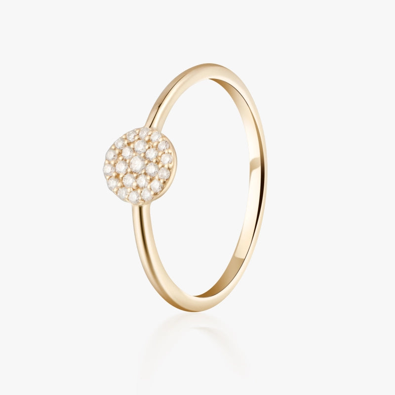 Pave 14K Solid Gold Diamond Signet Ring