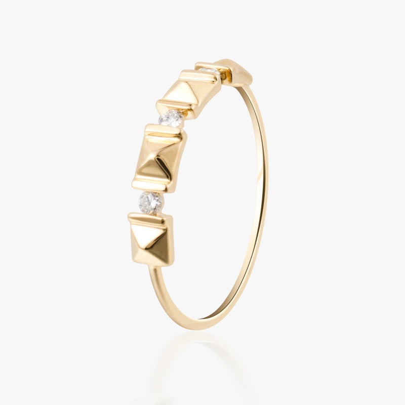 Mikayla 14K Solid Gold Rivet Diamond Ring