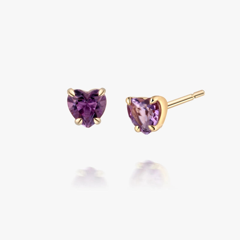 Josephine 14K Solid Gold Amethyst Cœur Stud