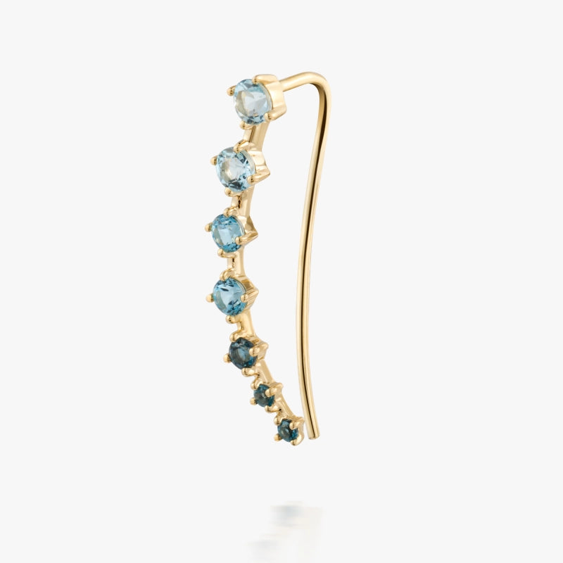 Camille 14K Solid Gold Blue Topaz Single Climber Earring