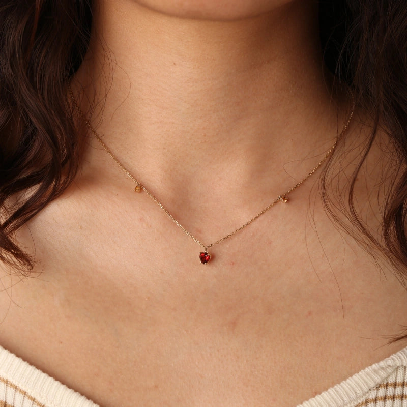 Rouge 14K Solid Gold Garnet and Citrine Necklace