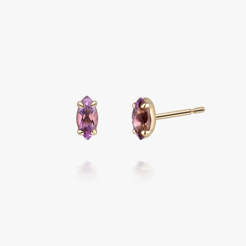 Camila 14K Solid Gold Amethyst Stud