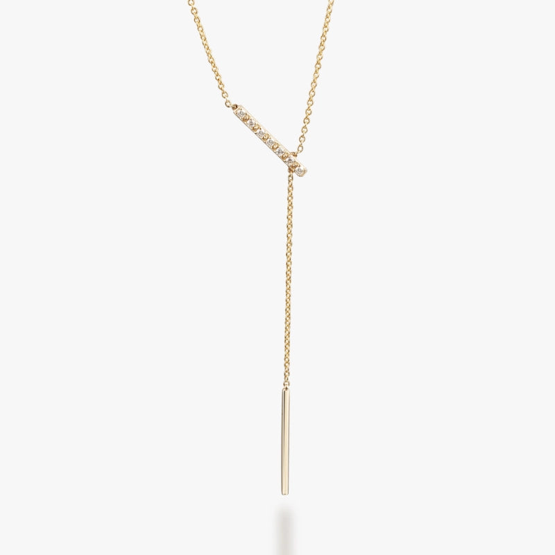 Kamila 14K Solid Gold Lariat Diamond Necklace