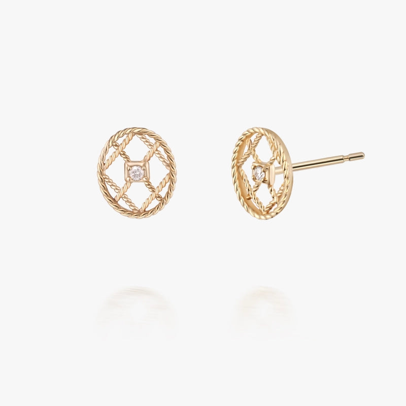 Dreamcatcher 14K Solid Gold Diamond Stud