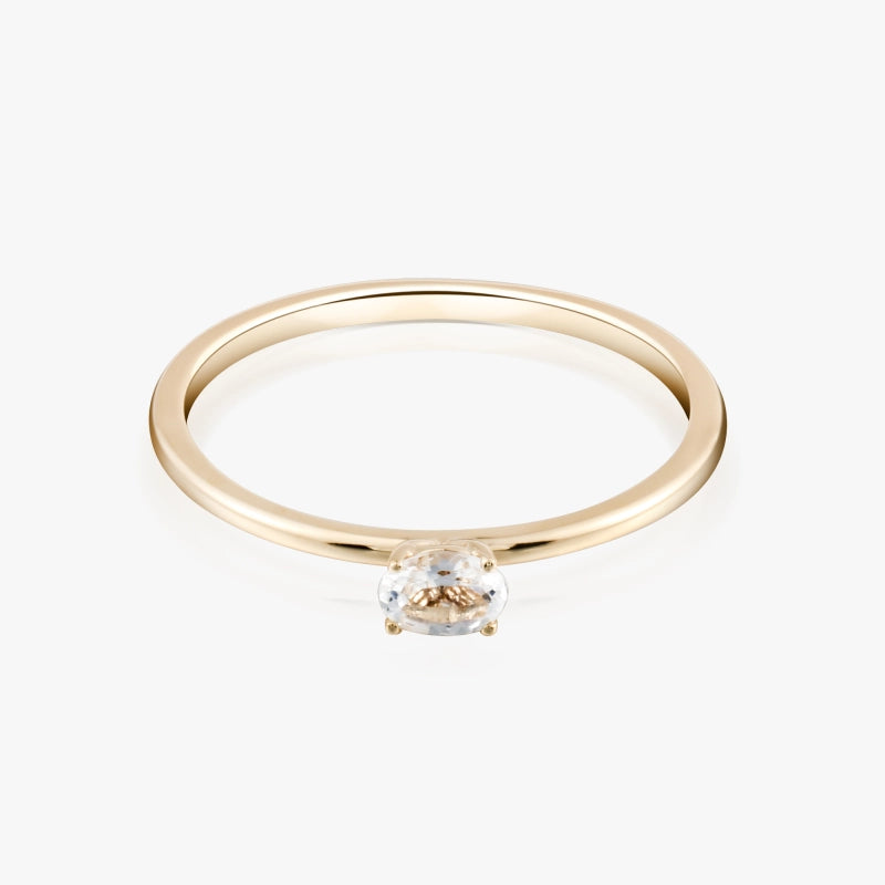 Caroline 14K Solid Gold Solitaire Topaz Ring