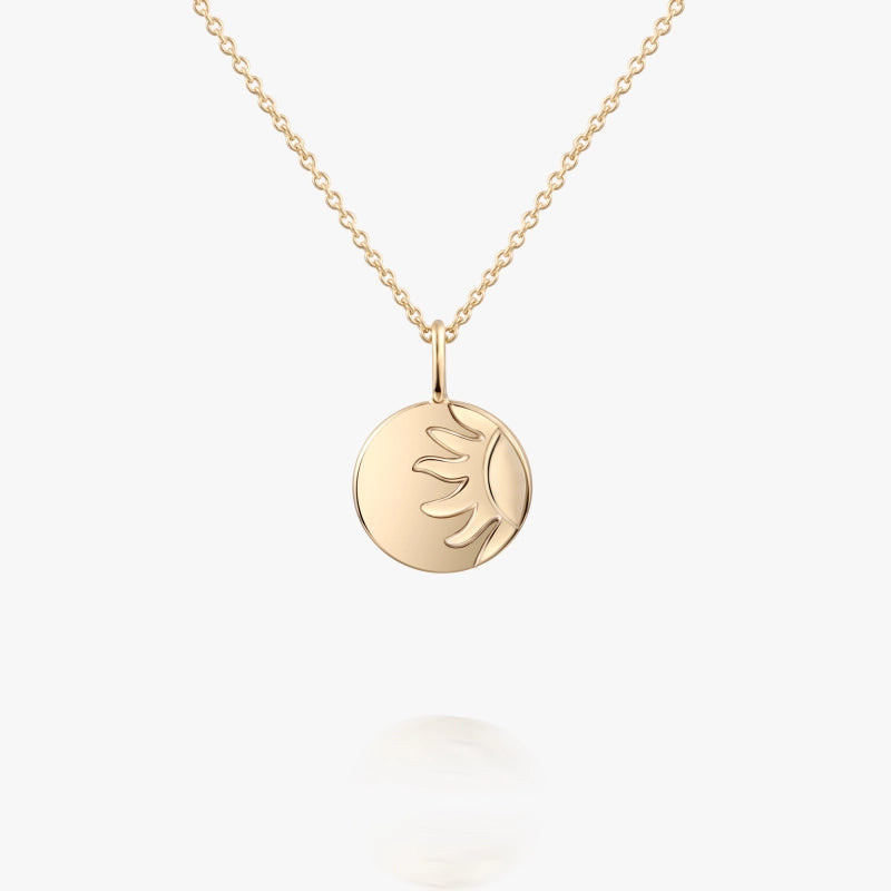 Solar Seal 14K Solid Gold Necklace