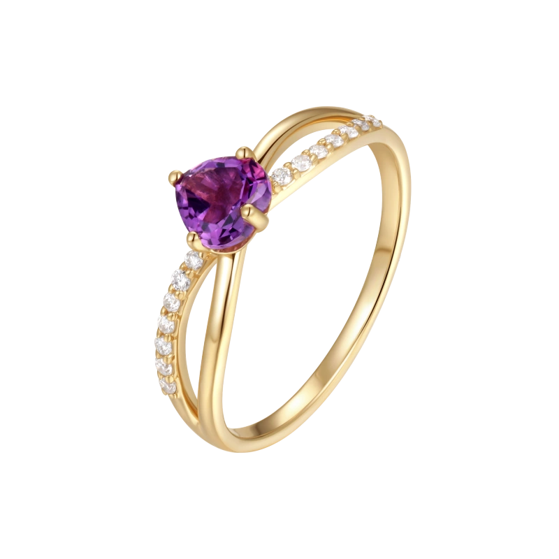 Greta 14K Solid Gold Amethyst Ring